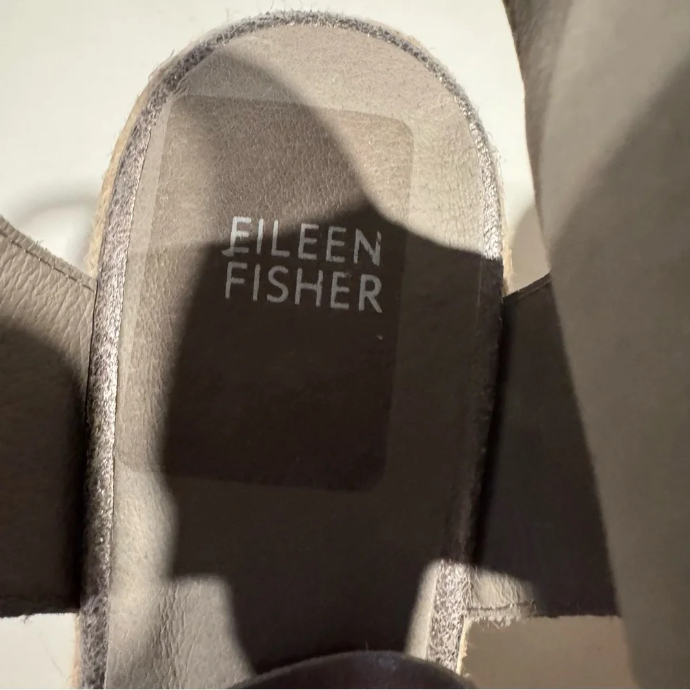 Eileen Fisher Stylish Women's Silver Wedge Sandals Size 10